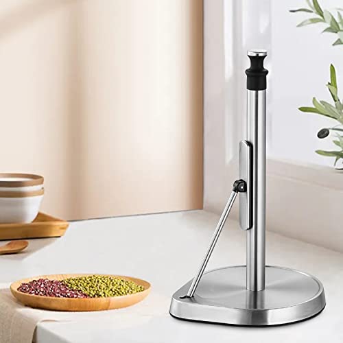 Standing Tear Paper Towel Holder,304 Stainless Steel Tension Arm Paper Towel Holder Countertop Single Paper Towel Holder Easy To Tear Paper Towel Holder For Kitchen & Dining Room Table #TOP7