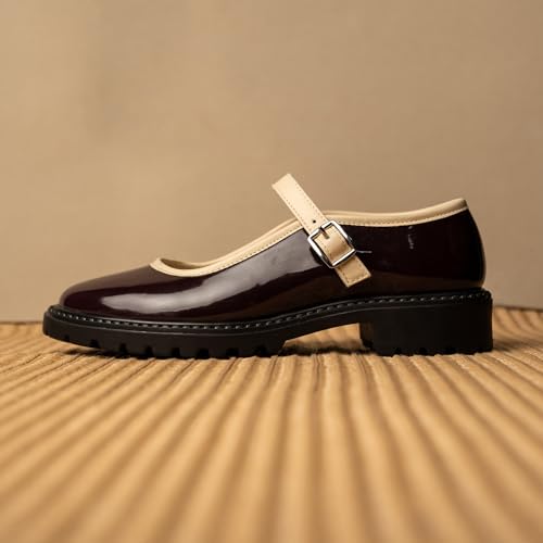 Image of Theater Sensei Pro Women Mary Jane Flats | Glossy Round-Toe Ballerinas with Adjustable Strap | Classy & Comfortable Footwear for Casual and Formal Wear