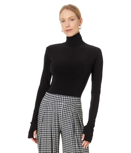 Norma Kamali womens Slim Fit Long Sleeve Turtle Top Short