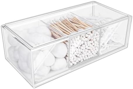 Wattestäbchen Behälter Acryl - Stapelbar Mit 3 Fächern Für Badezimmer & Kosmetik