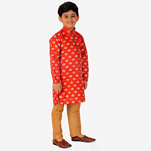 Image of Pro-Ethic Style Developer Kurta Pajama For Kids Boys | Cotton | Floral Print | Ethnic Wear (S-204)