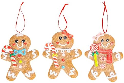 RAZ Imports No Place Like Home Brown Gingerbread Man Clay Dough Christmas Ornaments Set 3