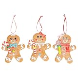 RAZ Imports No Place Like Home Brown Gingerbread Man Clay Dough Christmas Ornaments Set 3