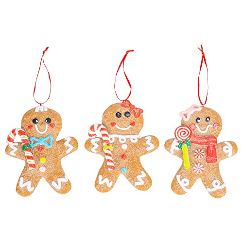 Raz Imports No Place Like Home Brown Gingerbread Man Clay Dough Christmas Ornaments Set 3 #TOP14