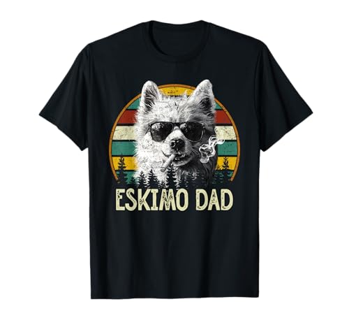 Divertente grafica con cane eschimese americano da uomo, un design alla moda retrò anni '70 e '80, è una migliore idea di design per papà, marito, nonno, papah, nonno per la festa del papà