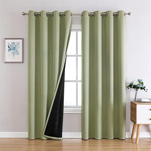 G2000 Lurex 100% Blackout Curtains For Bedroom Living Room Curtains 84 Inches Long Sage Green Curtains & Drapes Room Darkening Curtains Thermal Light Blocking Soundproof Glitter Curtains 2 Panels Set #TOP6