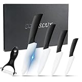 CORESLUX Ceramic knife Sets, 6 Piece Ceramic Knife Set 6" Chef Knife 5" Utility Knife 4" Fruit Knife