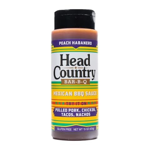 Head Country Bar-B-Q Peach Habanero Mexican BBQ Sauce | Perfect for Pulled Pork, Chicken, Tacos and Nachos | Gluten-Free | 15 oz. Cover