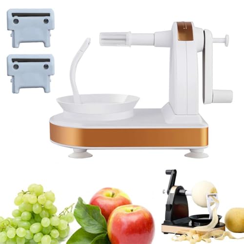 Upgraded Apple Peeler and Corer,2026 New Multi-functional Apple,Pear,Potato Cutter & Slice,Hand-Cranked Peeler with Stainless Steel Blades and Suction Base,Kitchen Gadget Includes 2 Replacement Heads