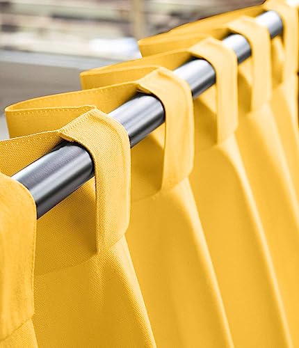 Image of THE LINEN COMPANY Cotton Duck Canvas Curtains 8 Feet Long for Door, Long Curtains, 8ft Set of 2, Lemon