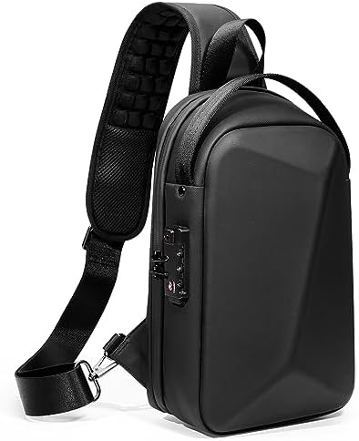 FENRUIEN Anti-Theft Crossbody Sling Backpack Bag for Men&Women Hard Shell with USB, Shoulder Pack Lock Waterproof 10.2 inch Single Strap for Travel Hiking