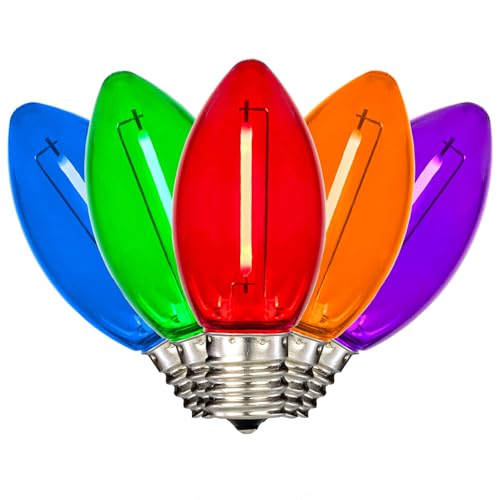 Festive Living 25 Pack C9 LED Filament Bulbs, Transparent Multicolor