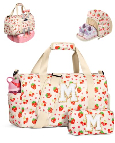 Elilier Kids Duffle Bag, 6 7 8 9 10 Year Old Girl Birthday Gift, Letter M