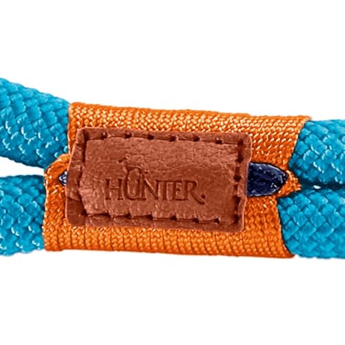 HUNTER Oss Halsung, Halsband für Hunde, Tau, Seil, Messing-Karabiner, Maritim, Petrol, L