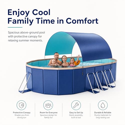 146" Non-Inflatable Foldable Swimming Pool for Family, Portable Above Ground Pool for Adults & Kids, Easy Setup for Outdoor, Backyard, Garden, Camping - Durable PVC(146"x98"x20", NEW) by Bounvi - Image 7