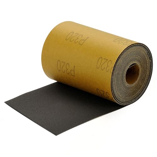 MAXMAN 320 Grit Sandpaper Roll, Silicon Carbide Wet Dry Longboard Sand Paper, 3-2/3" Wide 11 Yard Long Continuous Roll, for Auto, Wood, Metal Sanding Polishing, Hand Sanding Blocks