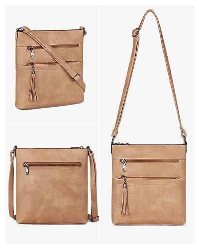 Image of MASINTOR Crossbody Purses for Women, Multi Pocket Casual Crossbody Bag, Adjustable Strap Shoulder Bag with Tassel
