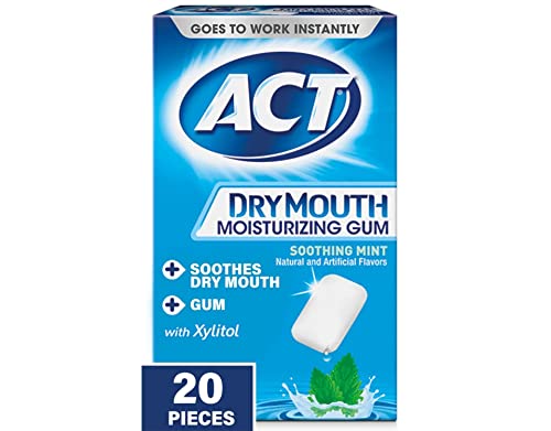 Act Dry Mouth Moisturizing Gum, Soothing Mint, Sugar Free, 20 Count (Pack Of 2) #TOP2
