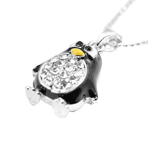 Spinningdaisy Silver Plated Round Body Cute Black Penguin Necklace #TOP3