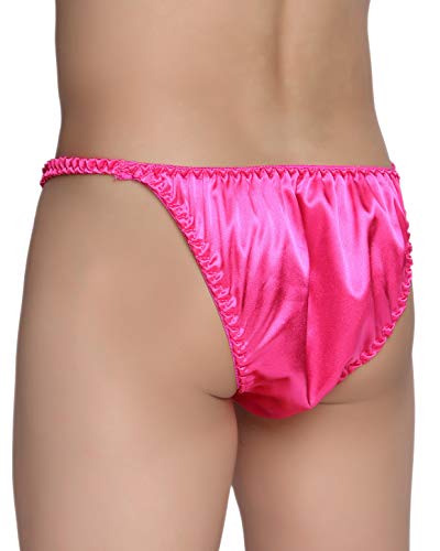 Satini Men's Underwear Satin Tanga Bikini Briefs Panties (Hot Pink, M) #TOP5