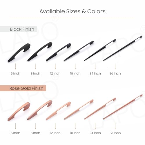 Image of LAPO 24 Inch Pull Handles for Modular Kitchen, Suitable for Cupboard Doors and Storage Cabinets, Firm Holding Shape, Scratch Resistant Surface, Hole to Hole Size 58 cm, Easy Mount (Black, Pack of 3)