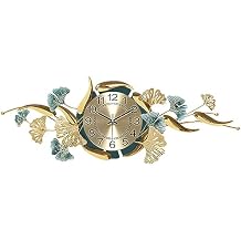 Modern Large Silent 3D Metal Wall Clock Large Wall Clock Metal Decorative Creative Ginkgo Leaf Metal Luxury Art Dial Living Room Home Porch Decor for GiftColorA