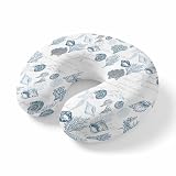 VXVKT FSEAE Sea Blue Coral Shell Starfish Travel Pillow,U Shaped Ergonomic Neck Pillows Marine Life on Letter Memory Foam Portable Neck and Head Support Cushion for Airplane Car Home Office Sleeping