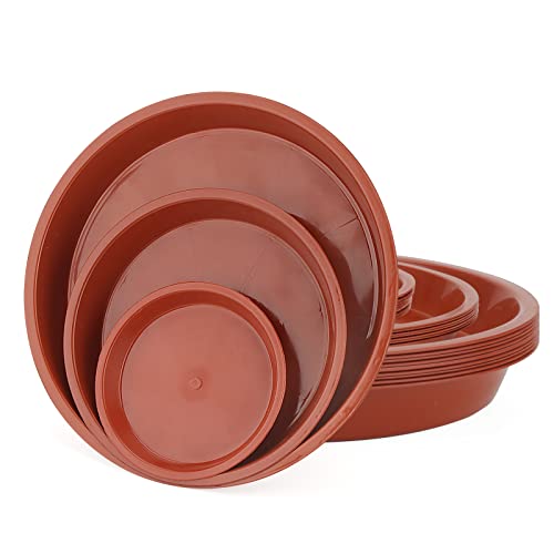 JAPCHET 30 Stück rote Pflanzen-Untersetzer, Kunststoff-Pflanzentropfschalen, Garten-Blumentopf-Untersetzer, Tabletts für drinnen und draußen, Garten, 12 cm/18 cm/24 cm Cover