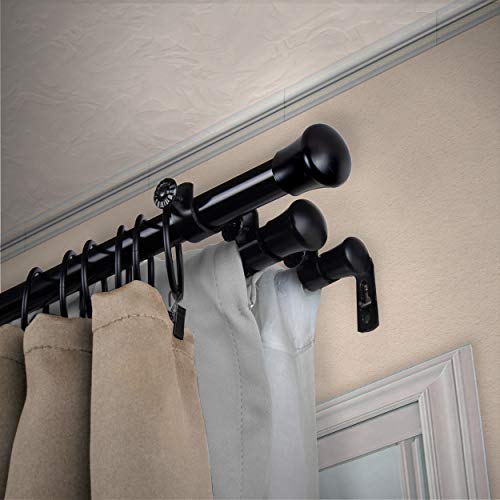 13/16" Triple Curtain Rod 48-84 inch - Black by Rod Desyne - Used condition - US$58.48