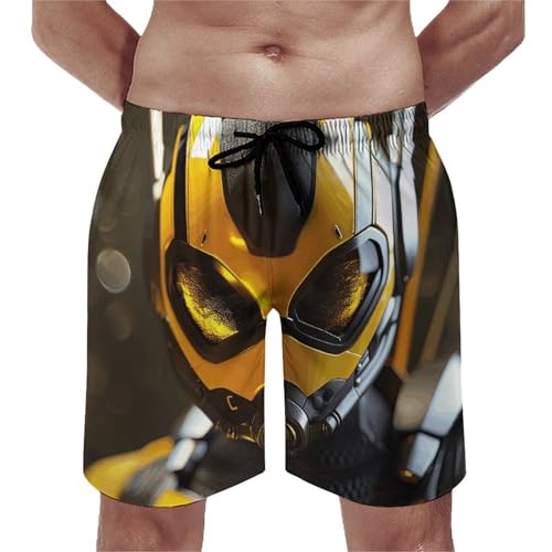 Men's Swim Trunks Quick Dry Board Shorts with Pockets Beach Shorts Cartoon Rendering Style Bathing Suits for Men