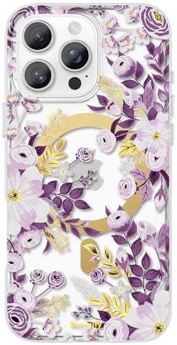 Coque iPhone 16 Pro Max fine antichoc fleurs dorées MagSafe