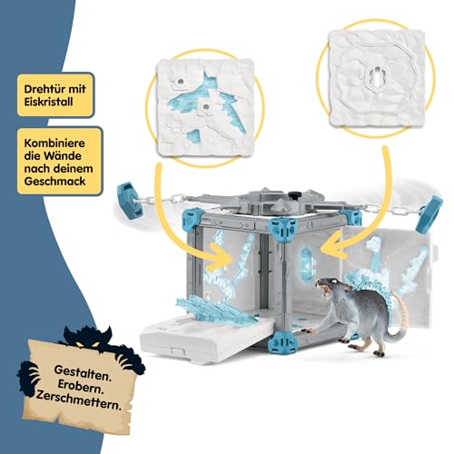 SCHLEICH ELDRADOR Creatures | Battle CAVE Eisratte 42676 | Set aus ELDRADOR Battle Cave mit Monster, Eisschleuder & Kristall | Battle Caves zur Arena stapelbar | Spielzeug ab 7 Jahren | 40 Teile