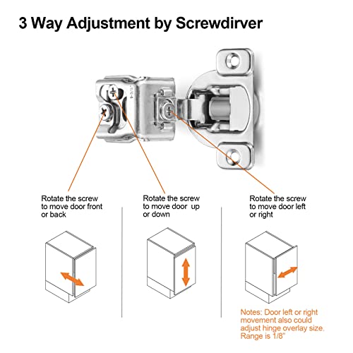 Vallecloud (4 Pack) 1-3/8 Inch Overlay Soft Close Cabinet Hinges, Kitchen Concealed Hinges For Face Frame Door, European Hinges With Brushed Nickel #TOP1