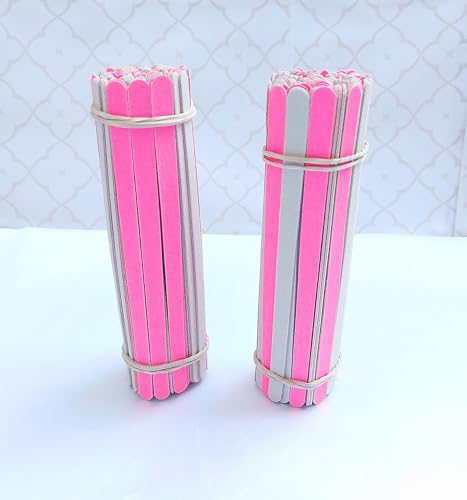 Lixas de Unha 16 cm para Manicure e Pedicure, Conjunto de 100 (Rosa, Pacote, 200, Grão 100/180)