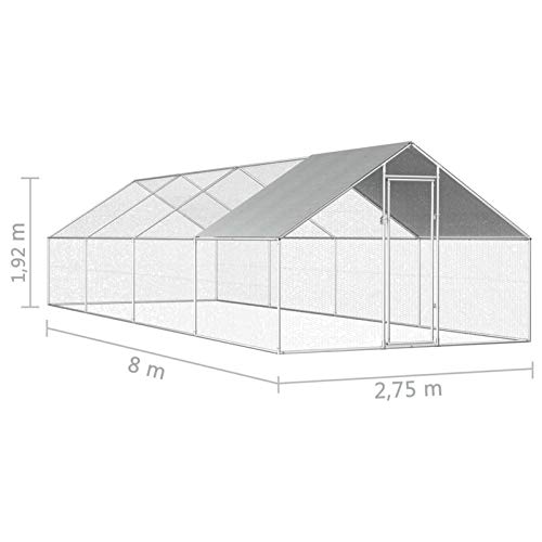 Kavolet Hühnerstall, Outdoor-Hühnerkäfig, Kleintierstall Vogelkäfig Hühnerfreilauf 2,75x8x1,92 m Verzinkter Stahl – Bild 4