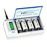 EBL 906 Smart Charger for AA AAA C D 9V Rechargeable Batteries with 4 Pieces 5000mAh C Rechargeable Batteries