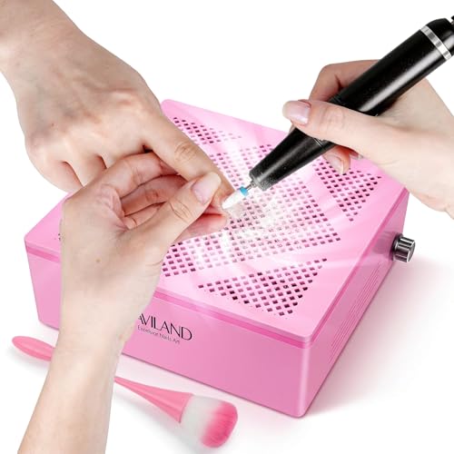 SAVILAND Nail Dust Collector, 60W Powerful Nail Vacuum Dust Collector Cleaner, Compact Dust CollectorTech with Dust Brush, Reusable Filter Manicure Tool for Acrylic Nail Gel Polishing,Salon