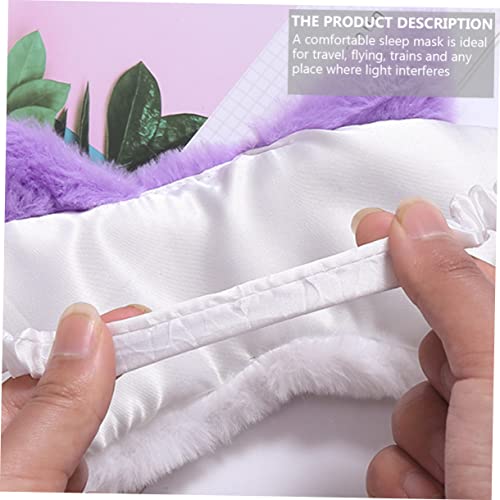 minkissy 3 Peças Máscara De Olho De Raposa Roxa Para Dormir Pelúcia Viagens Nuvens Brancas