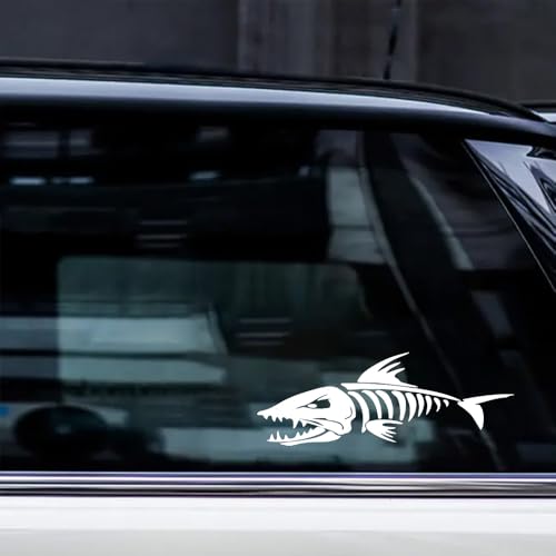 ZUKHL 1 Pair Fish Skeleton Stickers, 7.09"x2.56", Suitable for Cars, Mortocycles, Laptops, Bumpers, Windows, Durable & Waterproof Car Decal, Easy to Apply to Glass and Metal #2BZ419 (White) by ZUKHL - Image 2