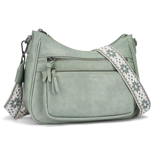 VIMUTI Crossbody Purses for Women Trendy Leather Crossbody Bag,Multi Pocket Shoulder Handbag Lightweight Travel Purse (07-Green)