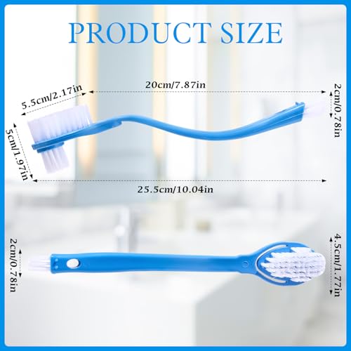 ISKYBOB 2 Pack Shoes Cleaning Brushes, Double Sided Shoe Sole Cleaner 10in Long Handle Shoe Wash Cleaner Scrubber, Blue