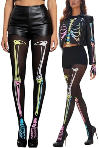 Image of ToBeInStyle Women's Scary Skeleton Leg Bones Halloween Hosiery Tights & Thigh High Stockings