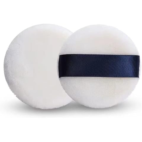 COSHINE 2 PCS Luxurious Japanese Velour Loose Powder Puff, 2.4 INCH (6cm) Body Powder Puff Applicator For Loose Mineral Powder Body Powder Cosmetic Foundation Sponges Cover