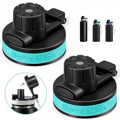 2 Pack Auto Flip Lid for Hydro Flask Wide Mouth 12, 16, 18, 32, 40, 64 OZ, Spout Lid for Simple Modern, Replacement Lid for Wide Mouth Water Bottle with Button Lock, Easy Carry, Leak Proof