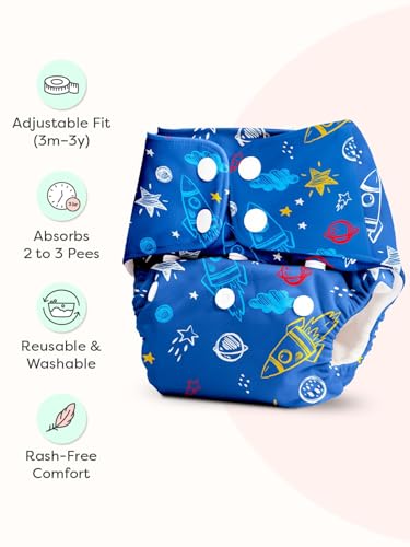 Image of SuperBottoms Basic Leakage-Proof Advanced Reusable Cloth Diapers (3 Months-3 Years, Adjustable) with 2 Diapers & 2 Insert Pads Combo + 99% Pure Water Baby Wet Wipes (72 pcs)
