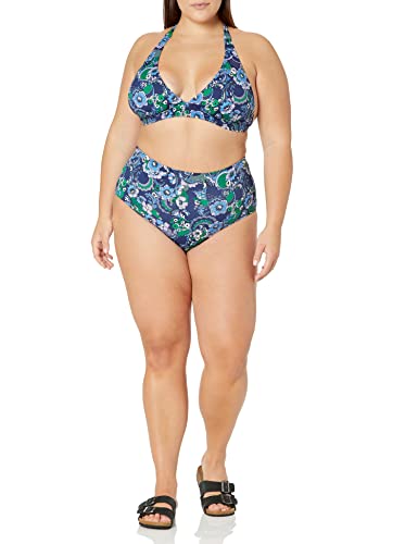 Amazon Essentials Women's High Waist Swim Bottom (Available In Plus Size), Deep Blue Paisley, Small #TOP6