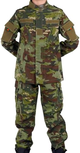Kinder-T-shirt camouflage Woodland groen