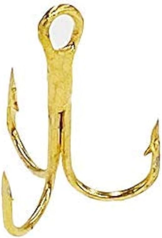 Treble Hooks Size #18, 100 Pcs Gold, Triple Hook, Ideal for Freshwater and Panfish Fishing