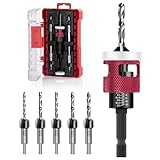 Csyibeielec Countersink Drill Bit Set - 5 Pcs Countersink Drill Bit with Low Friction Depth Stop, Replaceable HSS M2 Tapered Bits, Carbide Drill Bits 1/4” Hex Shank for Woodworking Tools & Hand Tools