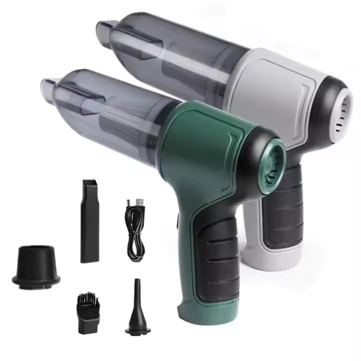 Image of Handheld Vacuum Cleaner with 3 Attachments & Blower for Wet & Dry Cleaning for Home /Office /Car /Keyboard /Travel /Sofa /Office (Green Vaccume)